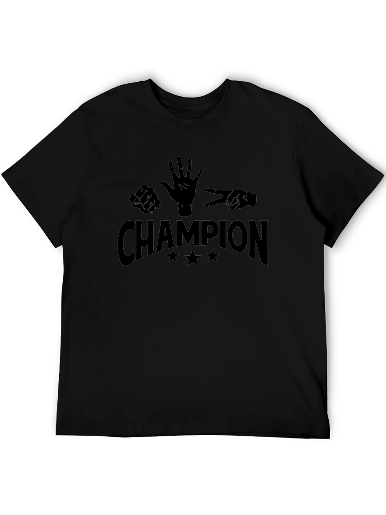 Rock Paper Scissors Champion Black T-Shirt