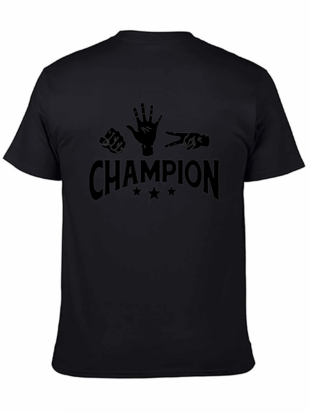 Rock Paper Scissors Champion Black T-Shirt
