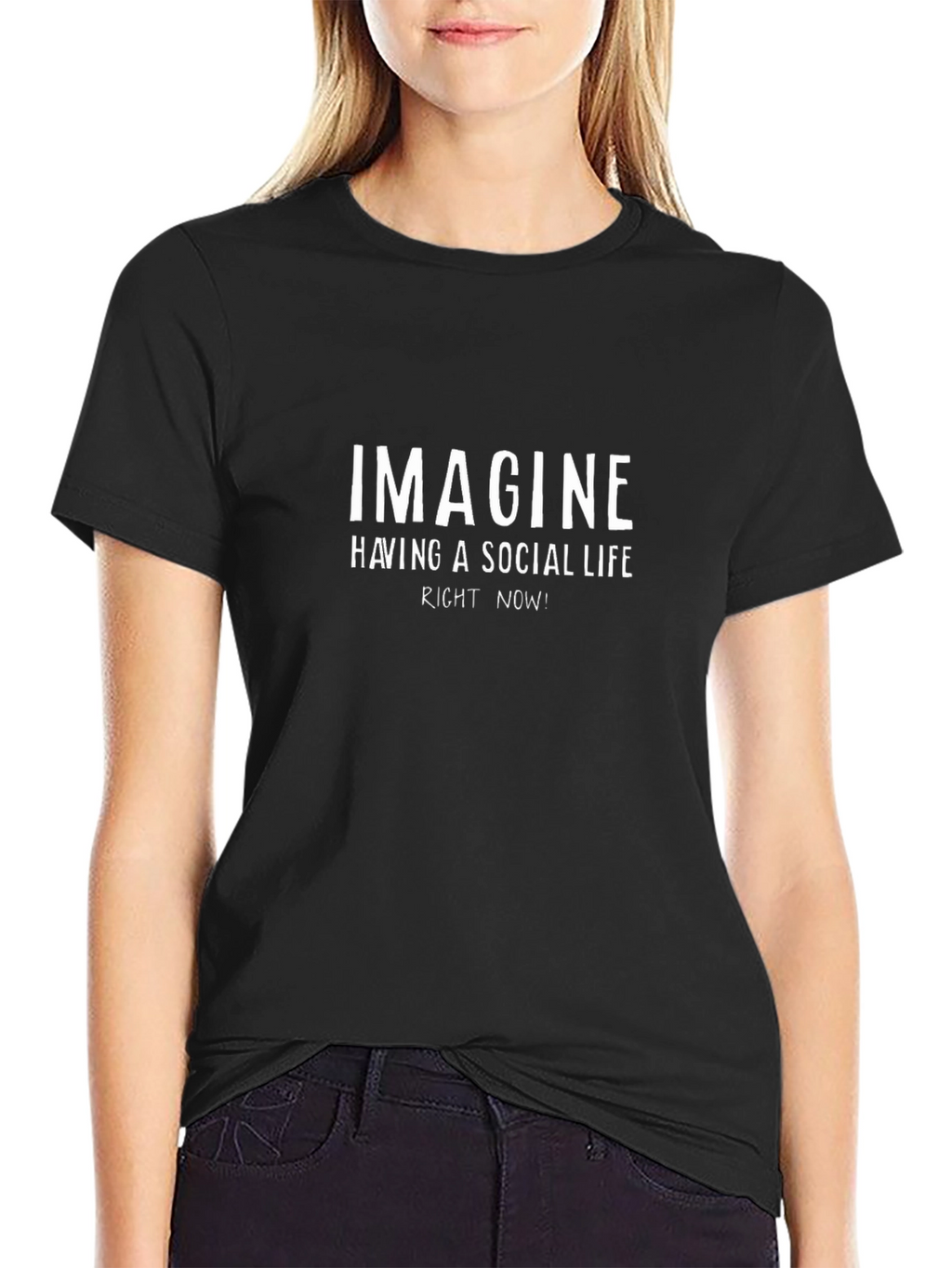 Funny Imagine Having a Social Life Black T-Shirt