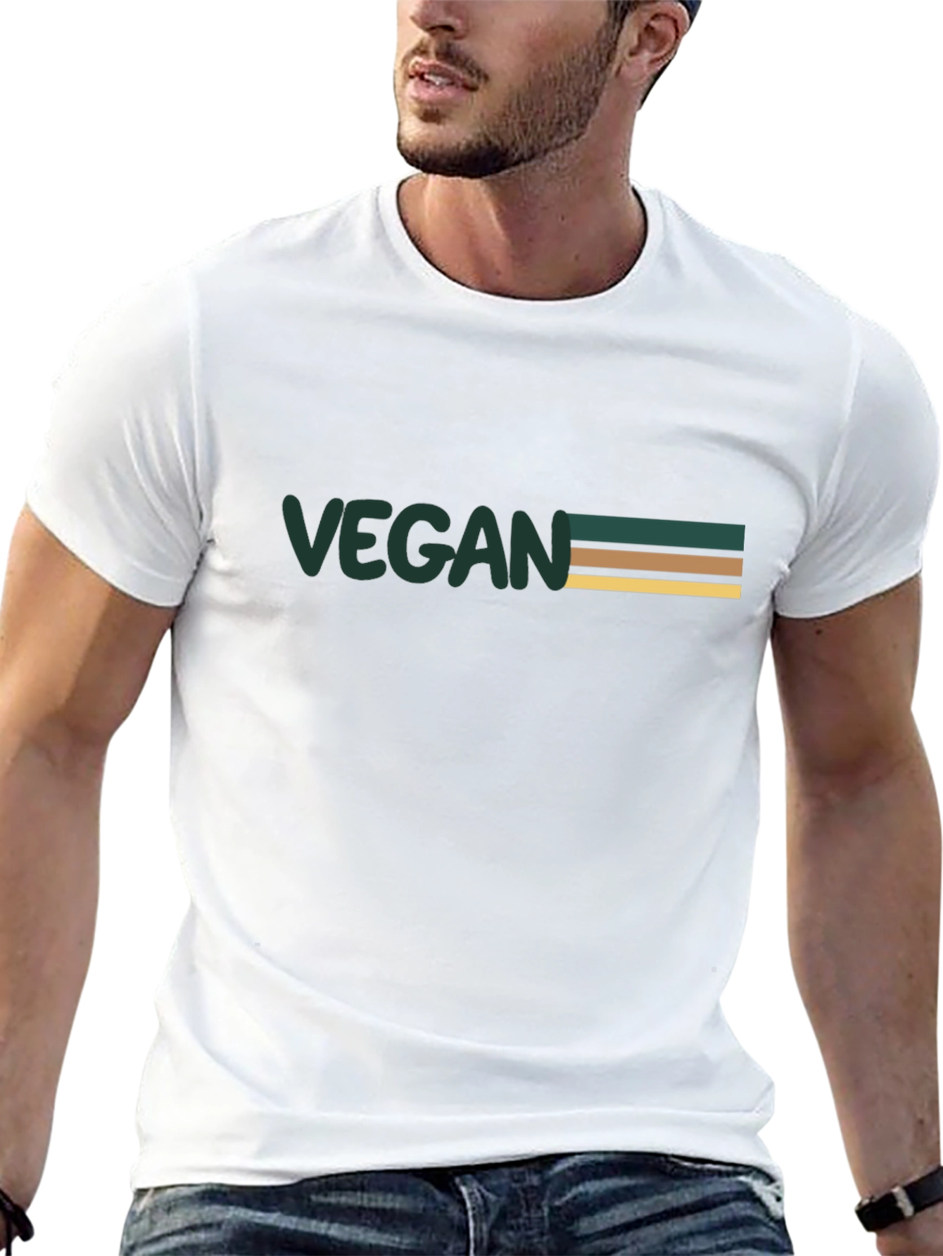 Vegan Striped Graphic Tee