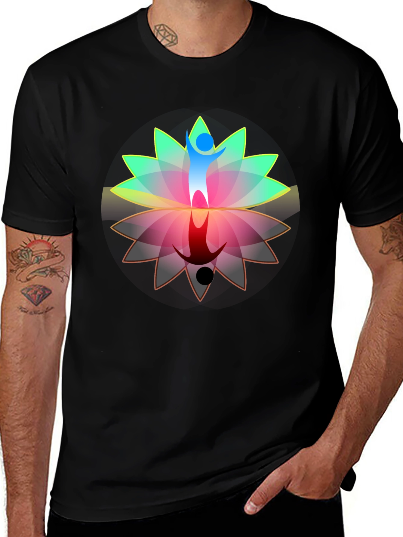 Lotus Reflection Graphic T-Shirt - Black