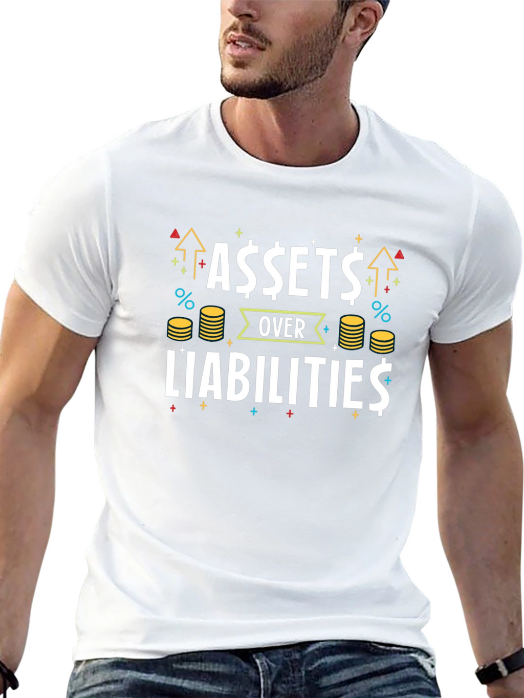 Assets Over Liabilities Black Graphic Tee
