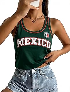 Soccer 2026 Tank Top Women Brazil Mexico Sleeveless Jersey Casual Crop Tee