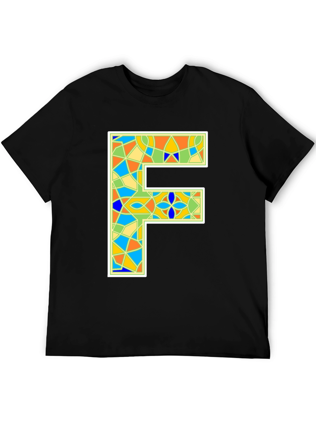 Abstract Letter F T-Shirt - Colorful Geometric Design