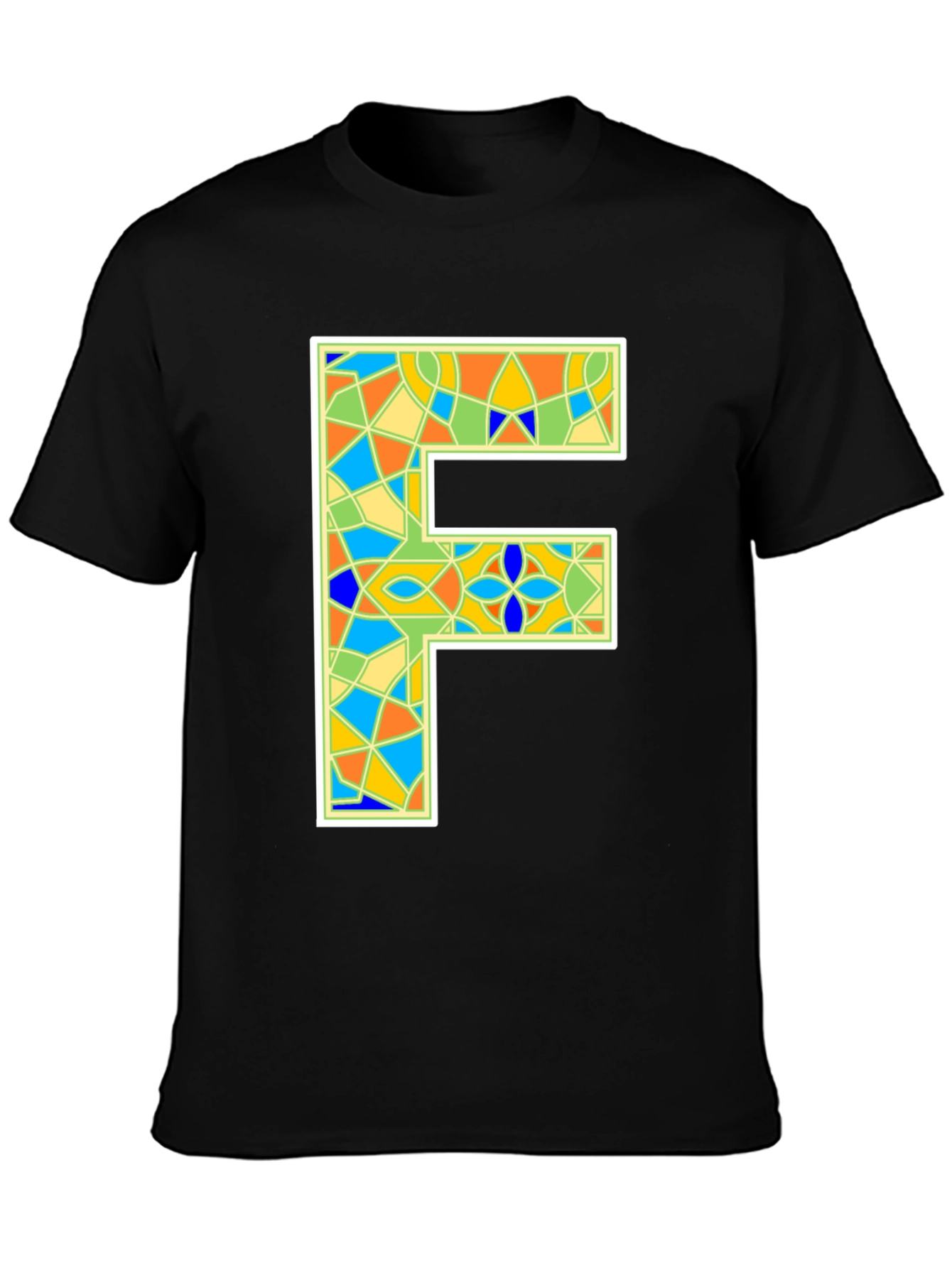 Abstract Letter F T-Shirt - Colorful Geometric Design