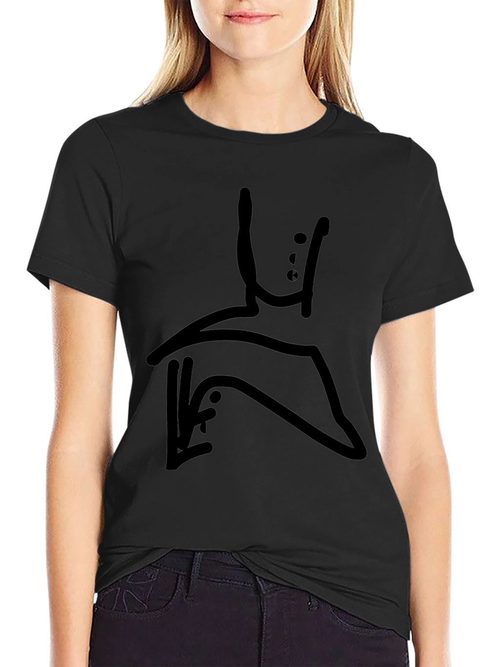 Modern Abstract Graphic Print Black T-Shirt