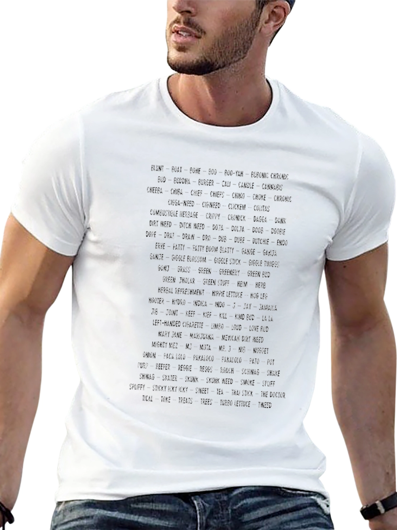 Abstract Text Print Black T-Shirt