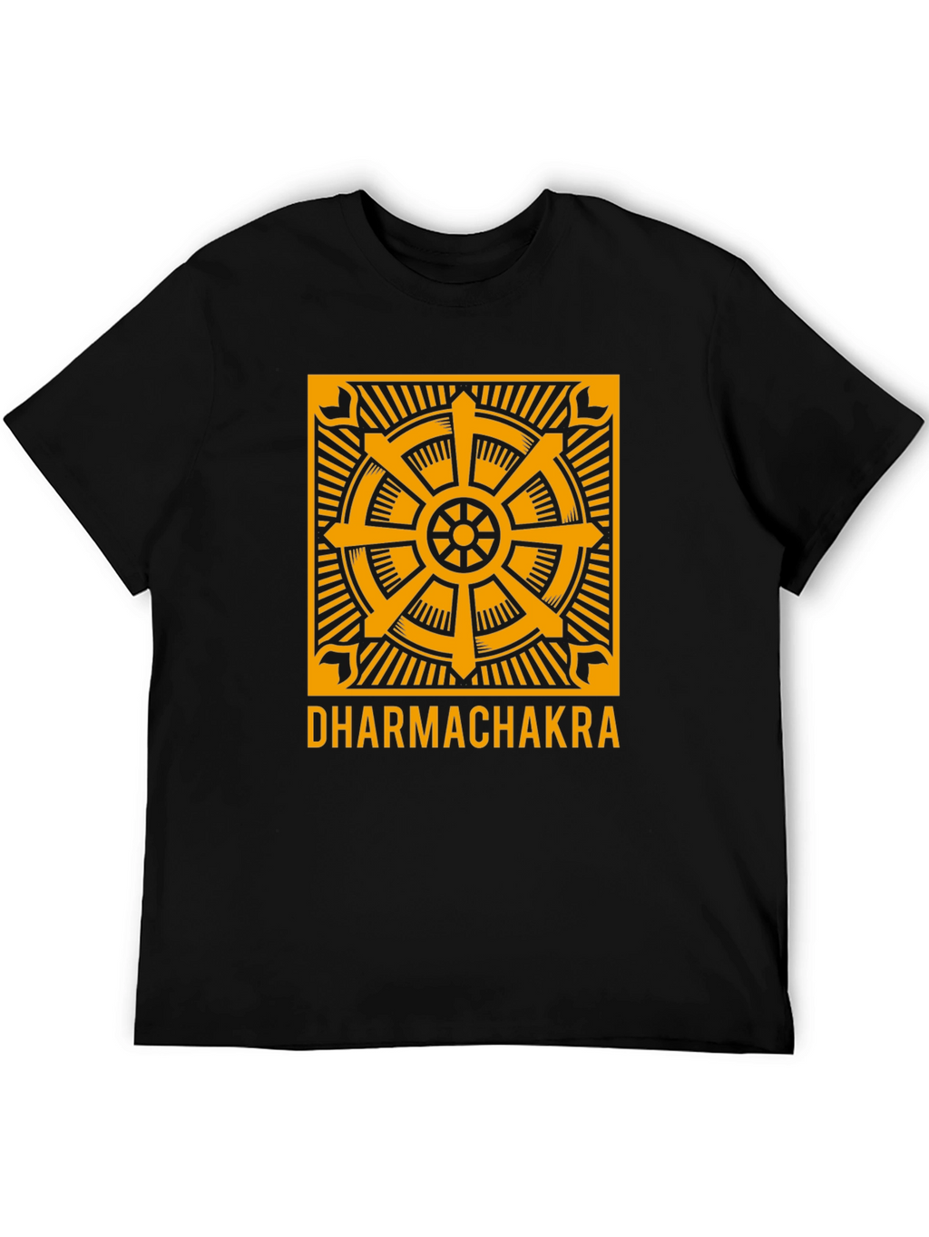 Dharmachakra Wheel Graphic Tee - Black Cotton T-Shirt
