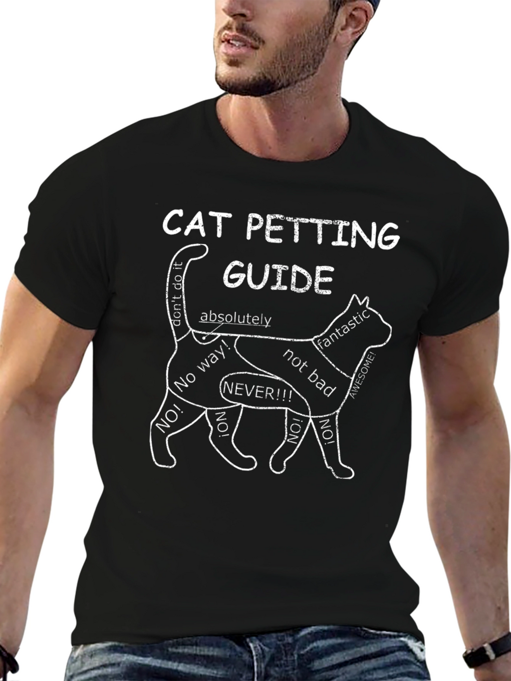 Cat Petting Guide T-Shirt Funny Cat Lover Tee