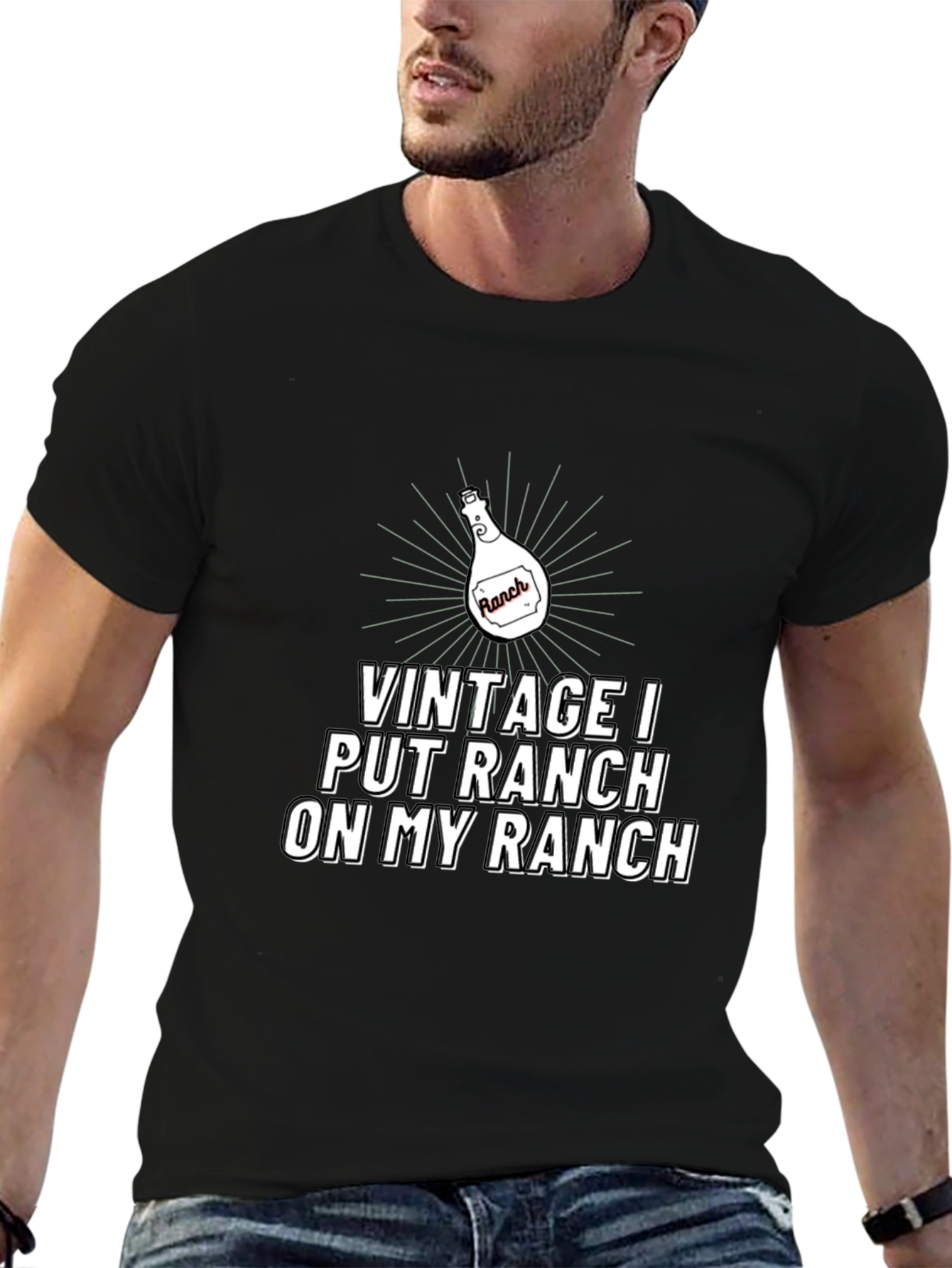 Vintage Ranch Dressing Graphic Tee - Black