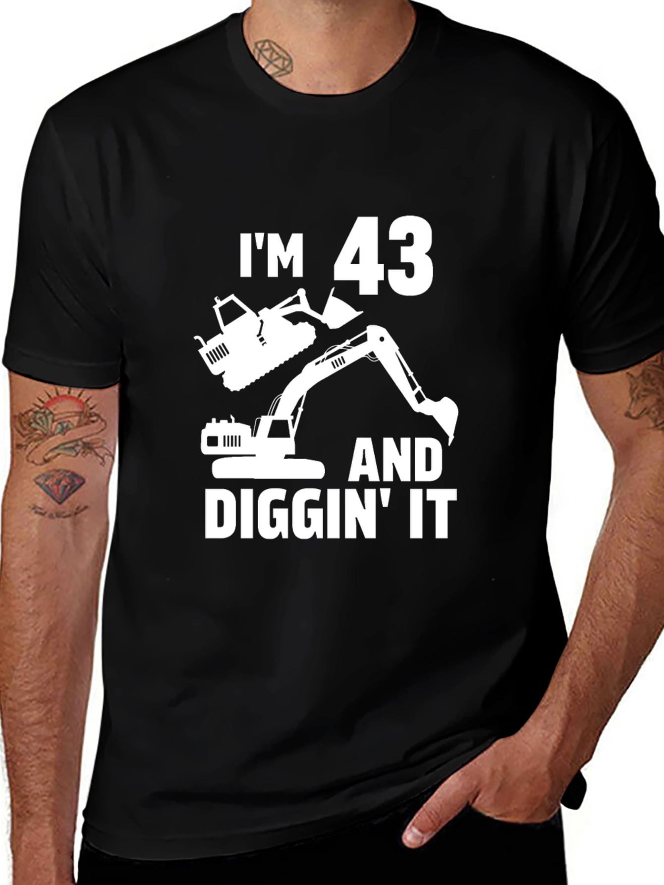 Im 43 and Diggin It Black T-Shirt