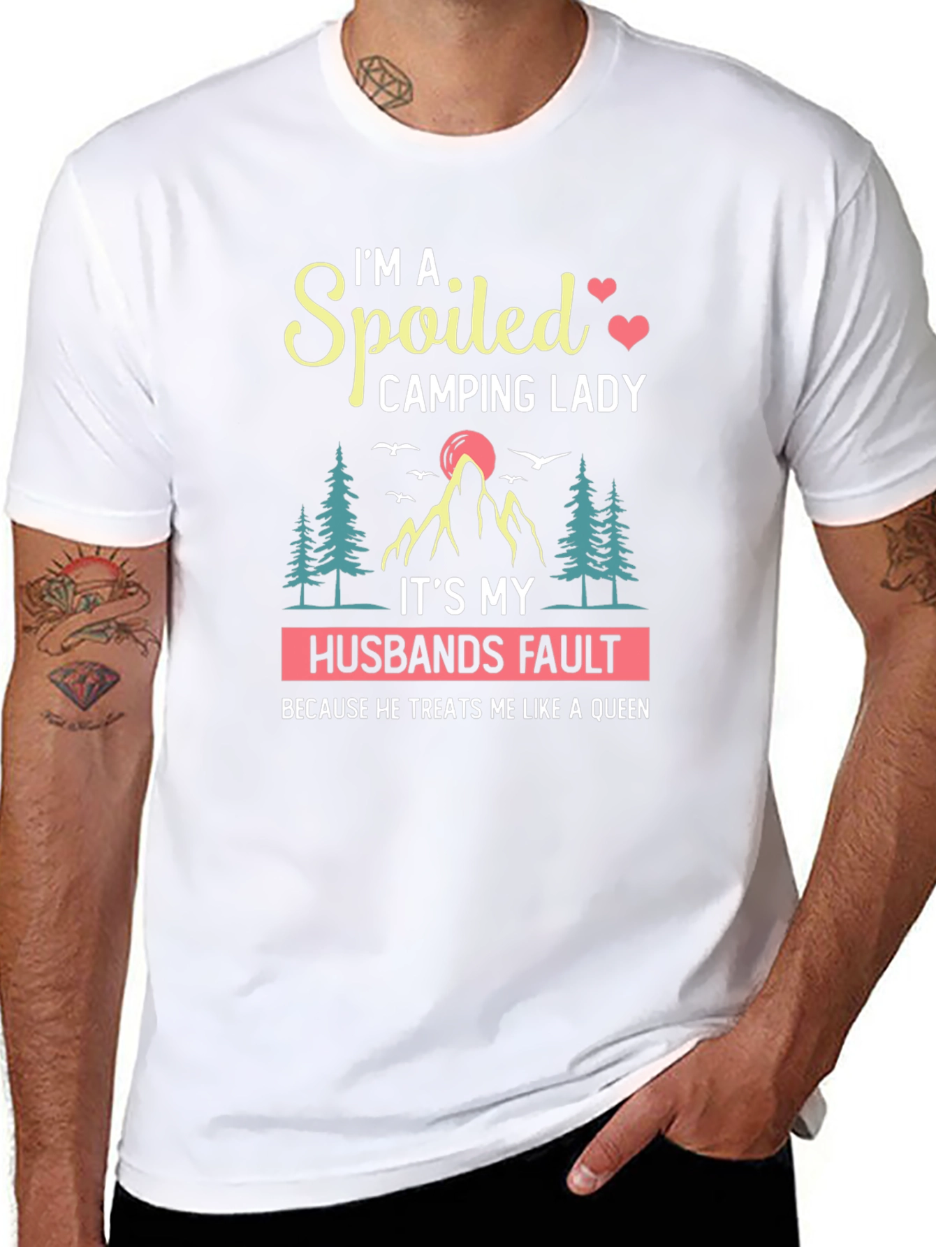 Spoiled Camping Lady T-Shirt - Husbands Fault Queen Tee