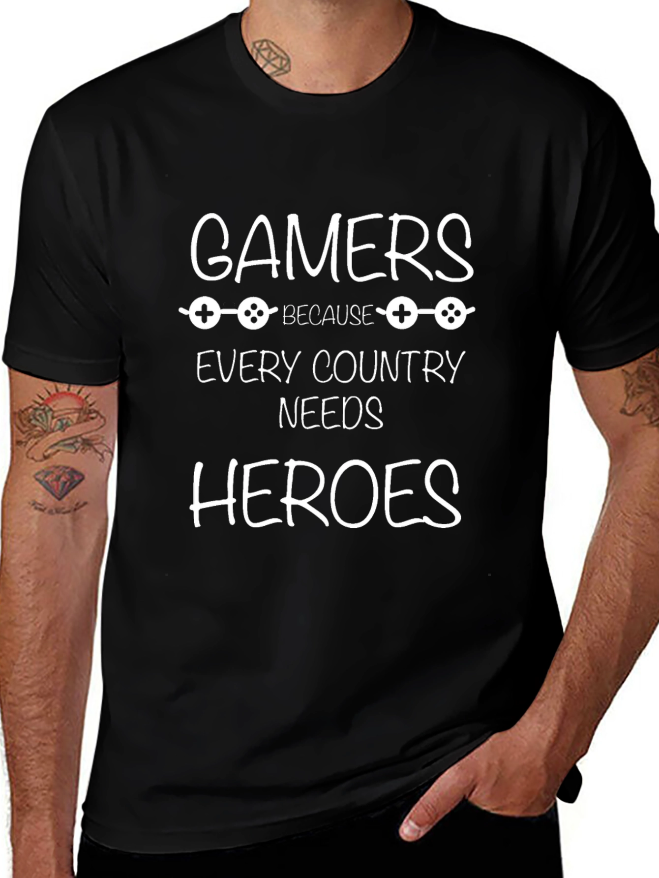 Gamers Heroes Graphic Black T-Shirt