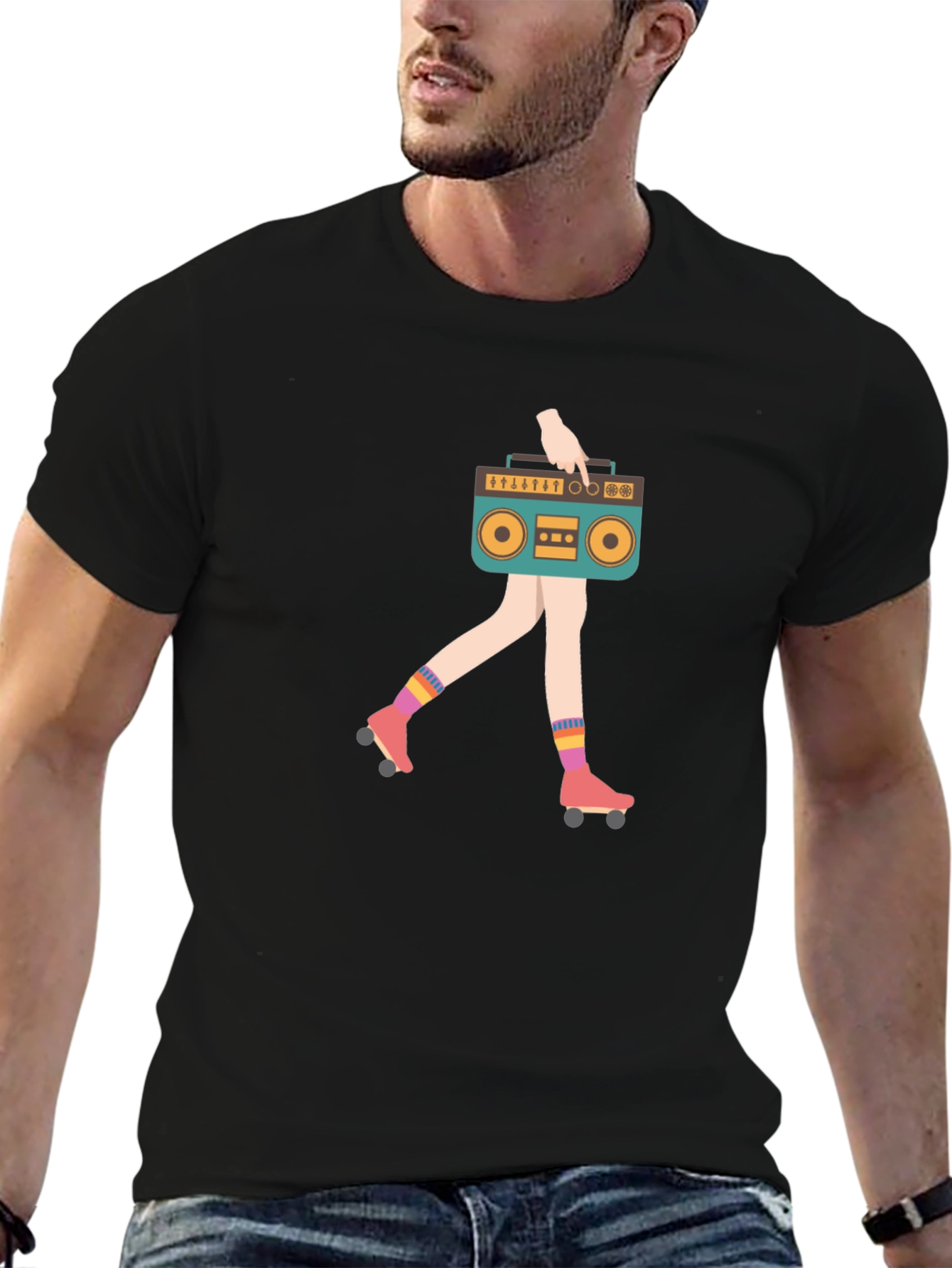 Retro Boombox Roller Skate T-Shirt