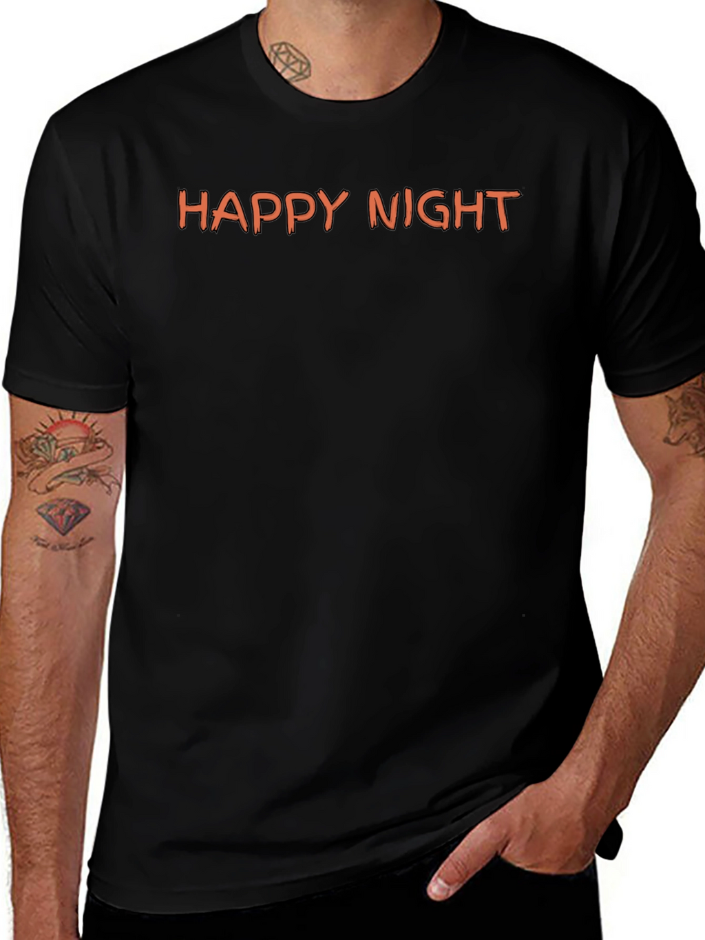 Happy Night Graphic Tee - Black Cotton T-Shirt
