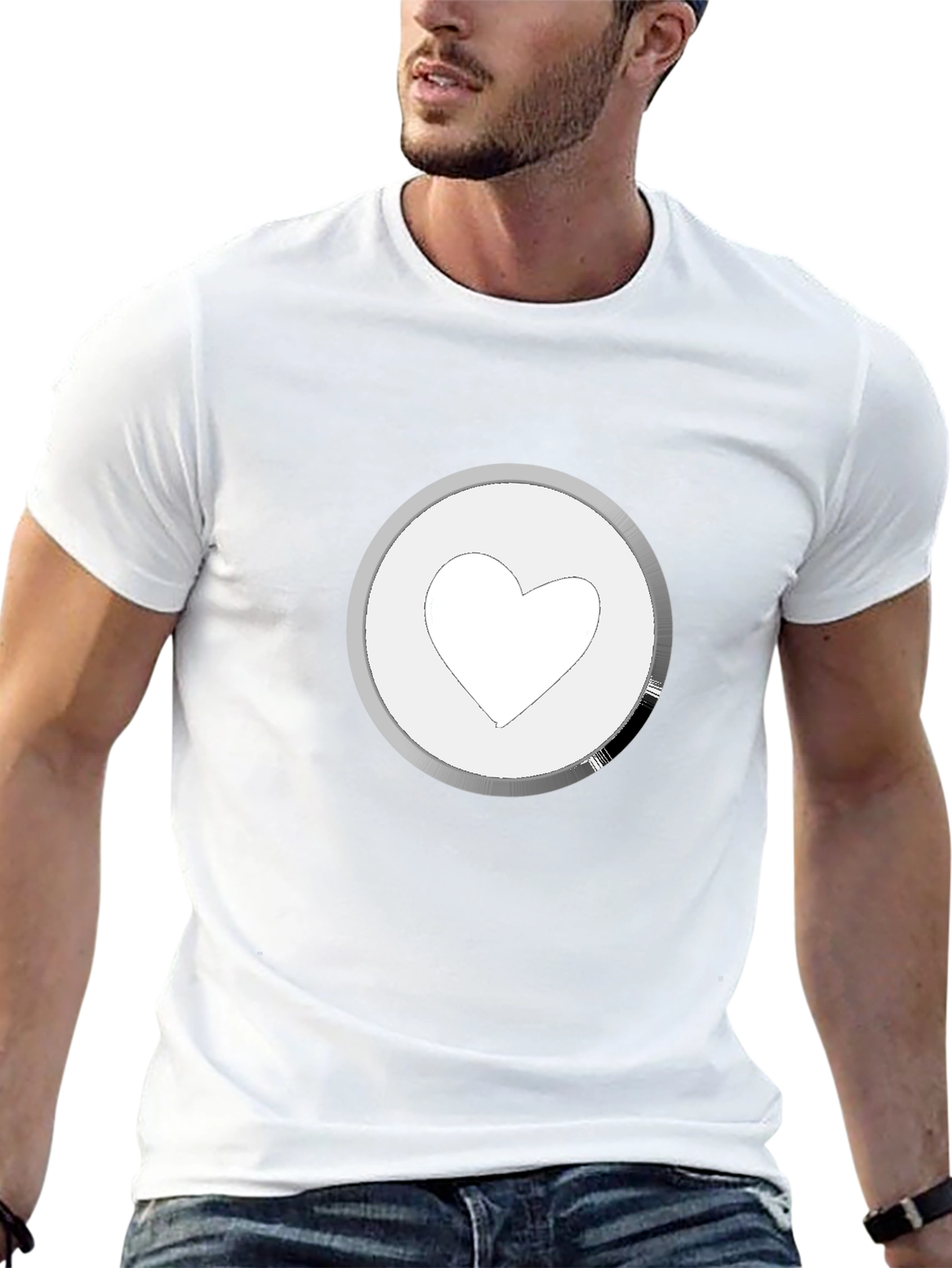 Heart Icon Graphic Tee - Black Cotton Casual Shirt