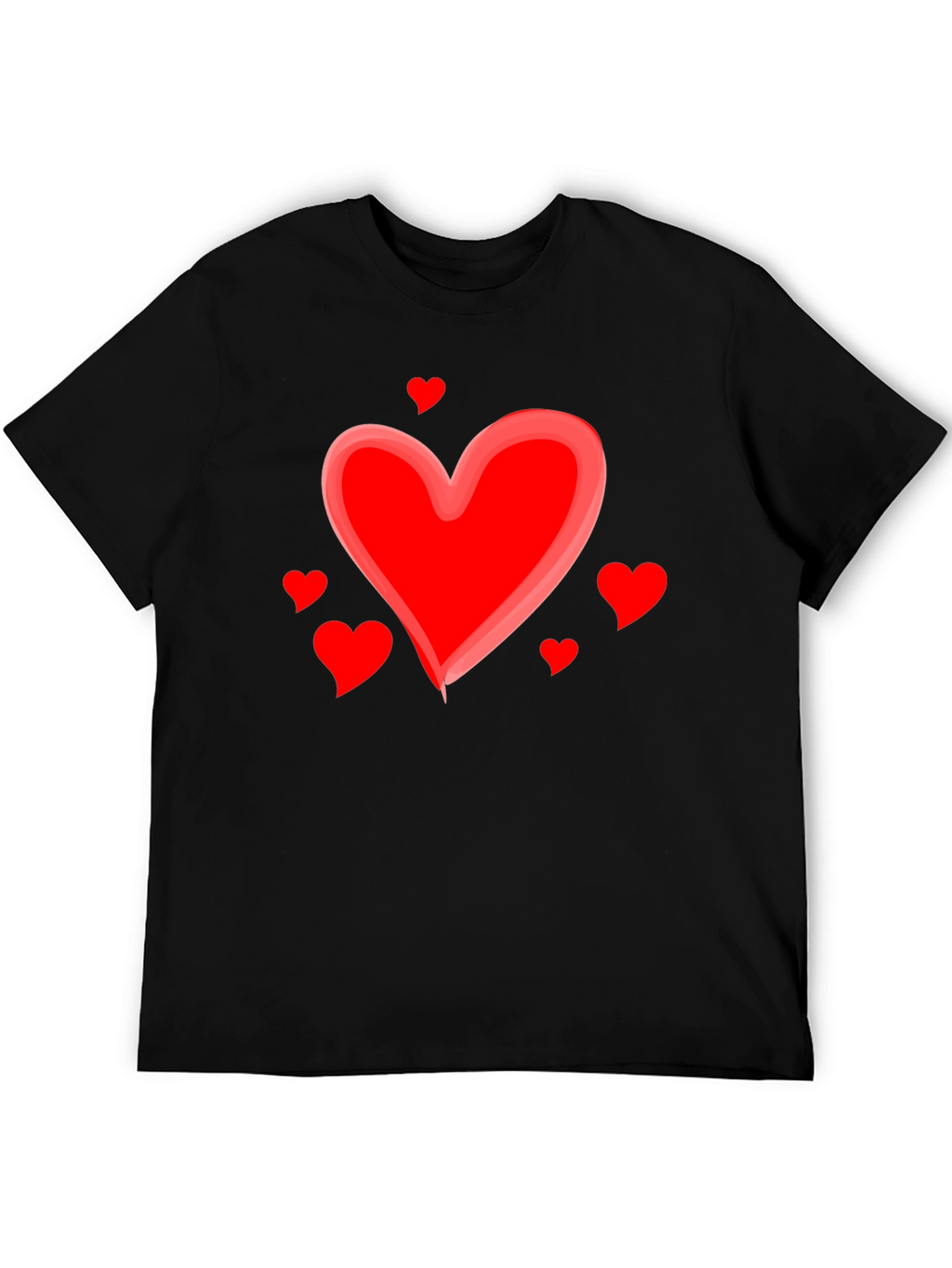 Heart Valentines Day Graphic Black T-Shirt