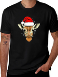 Giraffe Santa Hat Graphic Tee