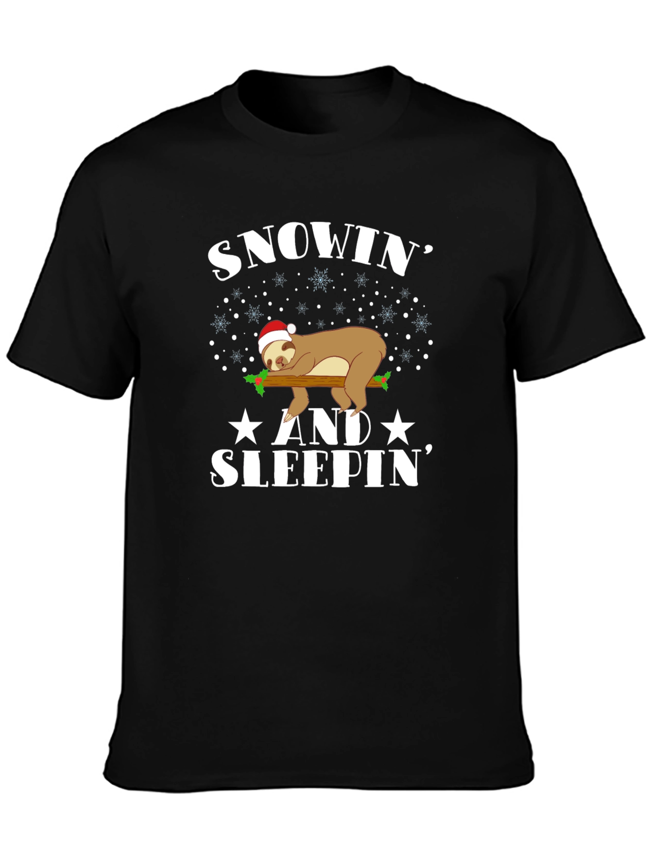 Snowin and Sleepin Sloth Christmas Tee