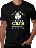 Volleyball and Cats Graphic T-Shirt