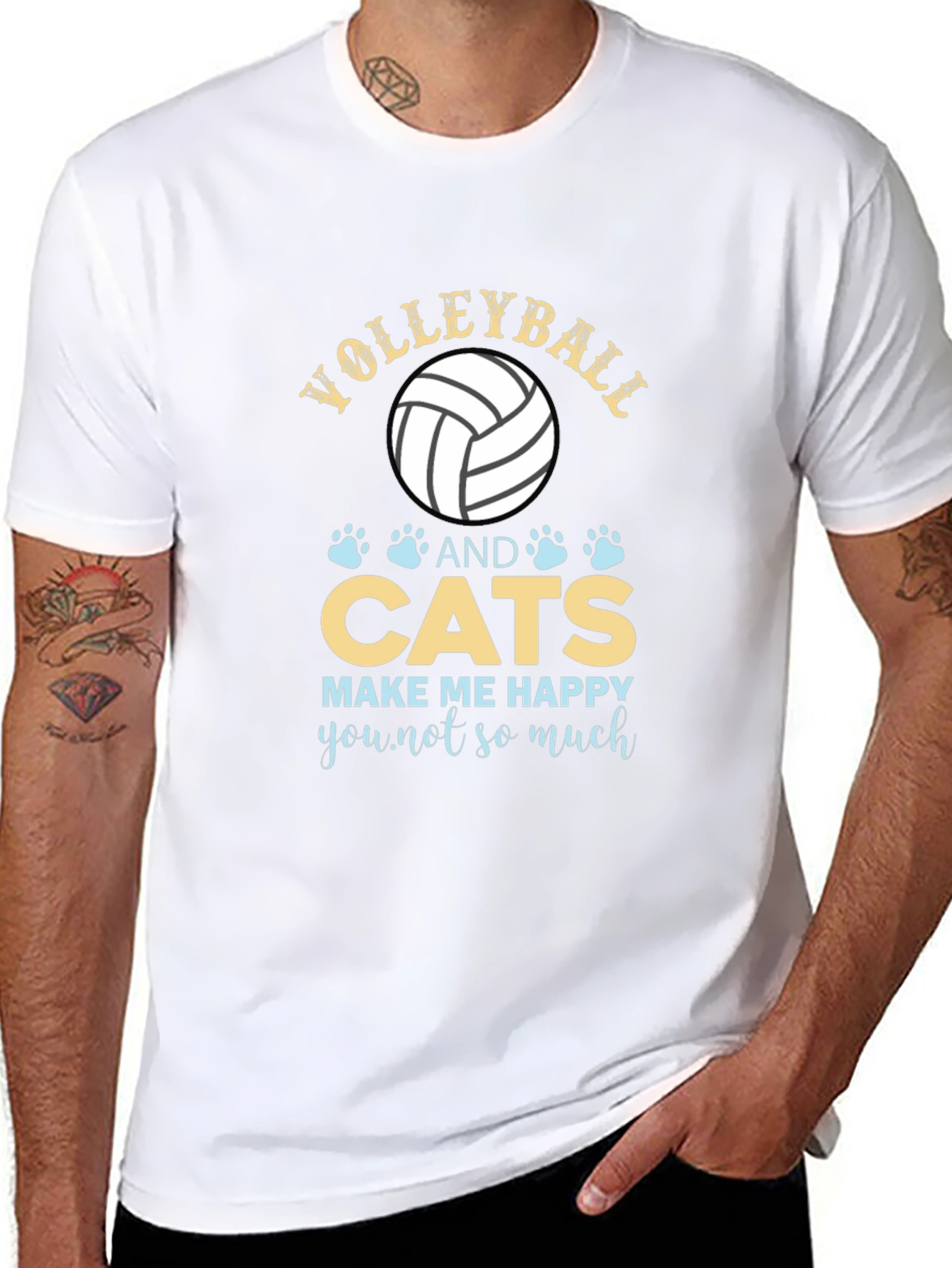 Volleyball and Cats Graphic T-Shirt