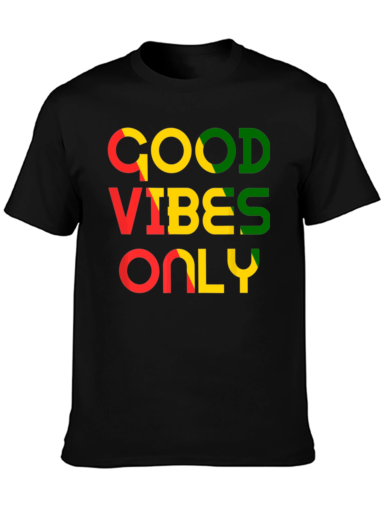 Good Vibes Only Graphic Tee - Rasta Colors