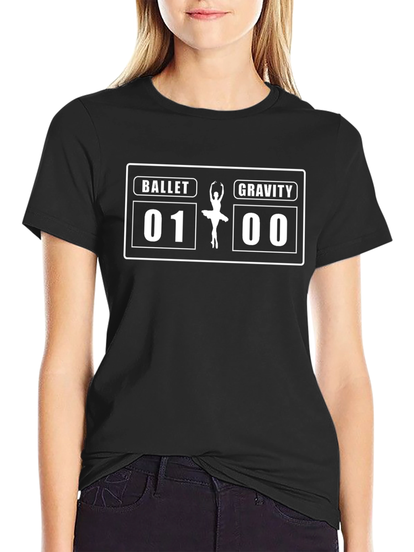 Ballet vs Gravity Scoreboard Black Graphic Tee