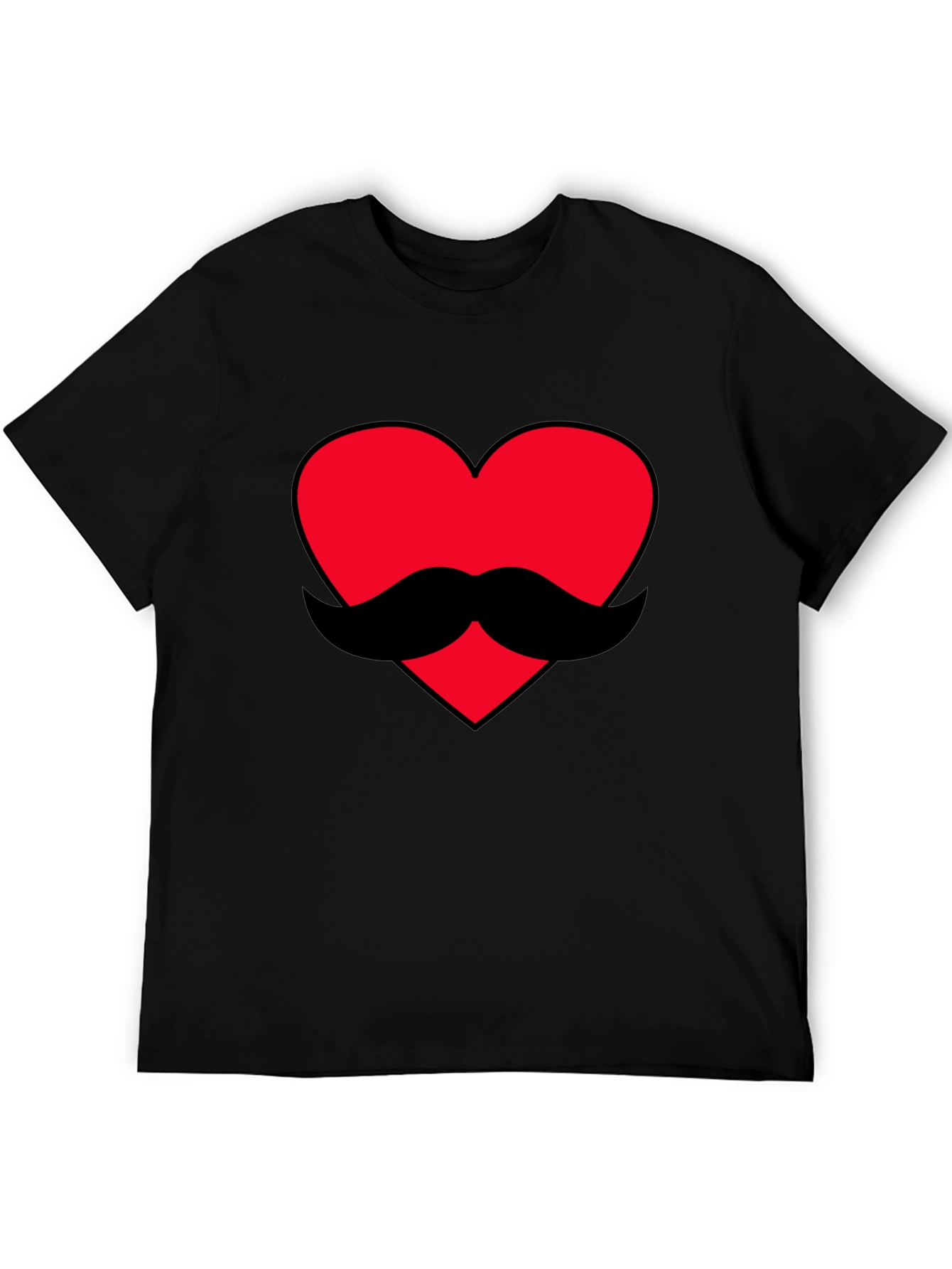Heart Mustache Graphic Tee - Black
