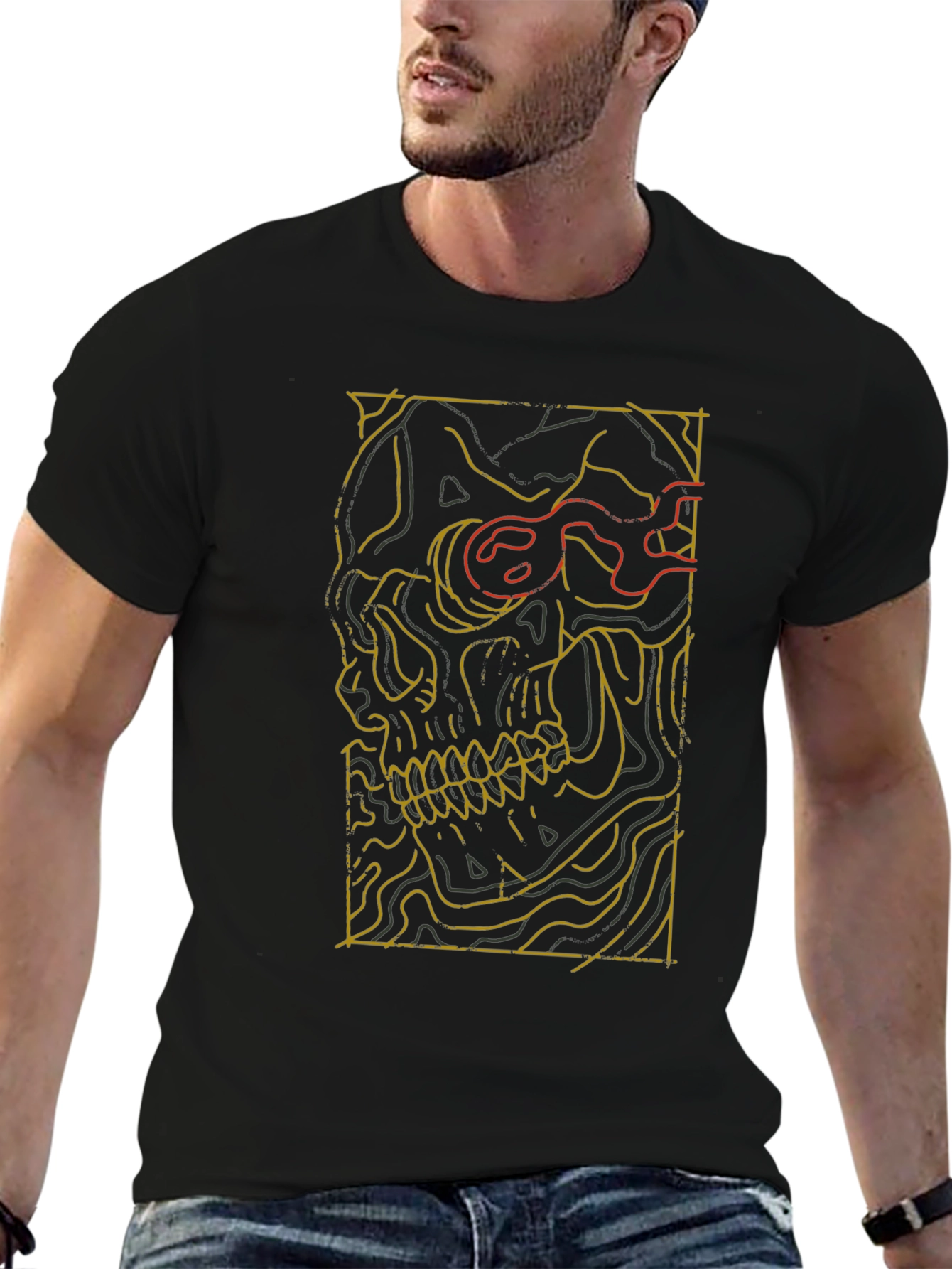 Skull Contour Graphic Tee - Modern Streetwear Style