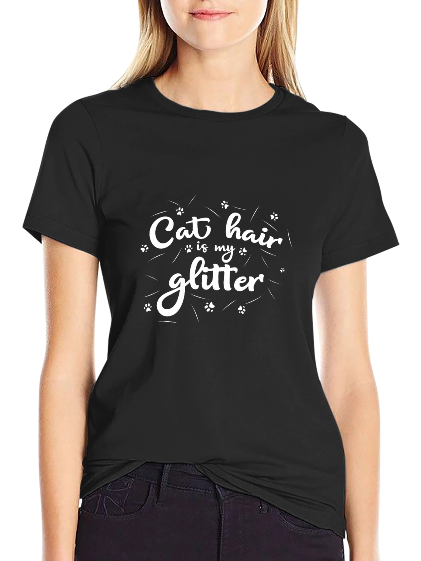 Cat Hair is My Glitter T-Shirt - Unisex Black Tee
