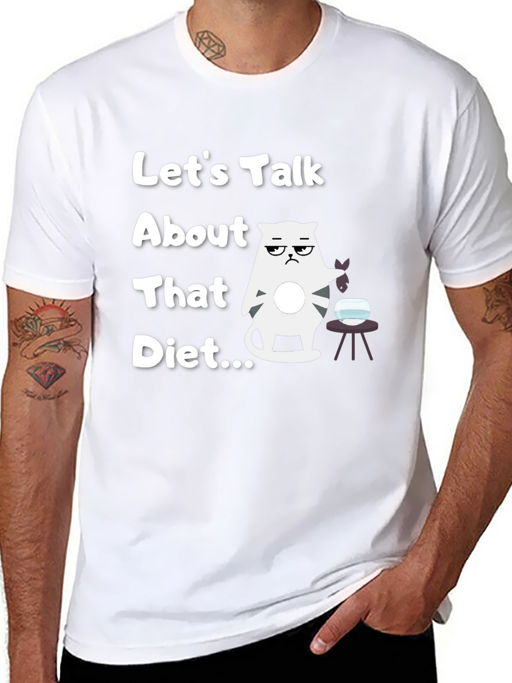 Funny Cat Diet T-Shirt - Lets Talk About That