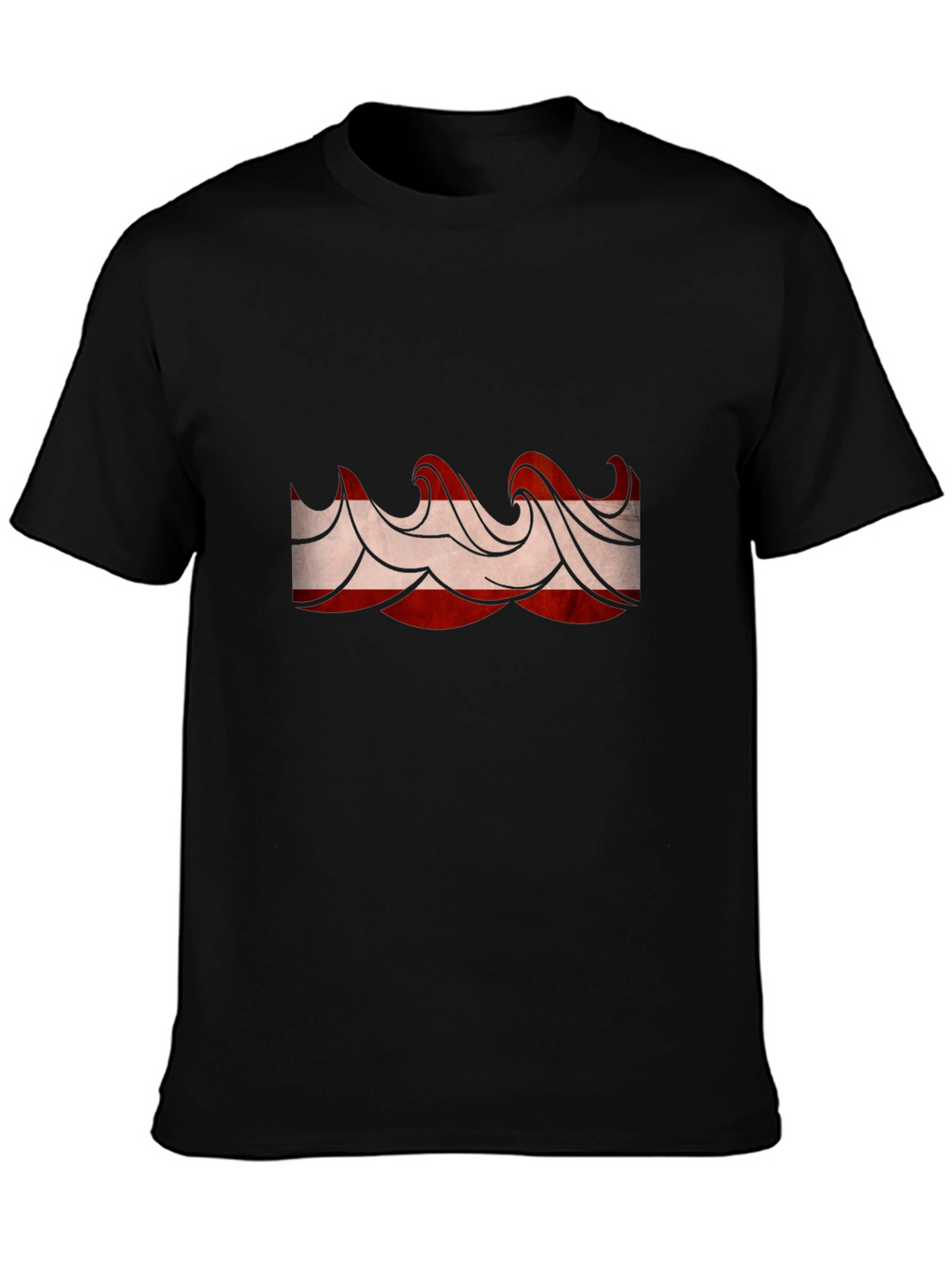 Stylish Black Tee with Wave Design