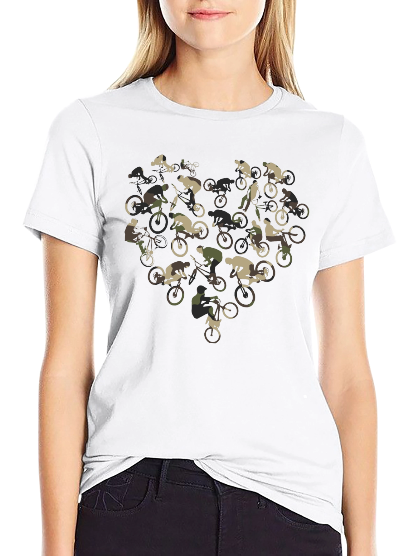 Mountain Bike Heart Camo Graphic Tee