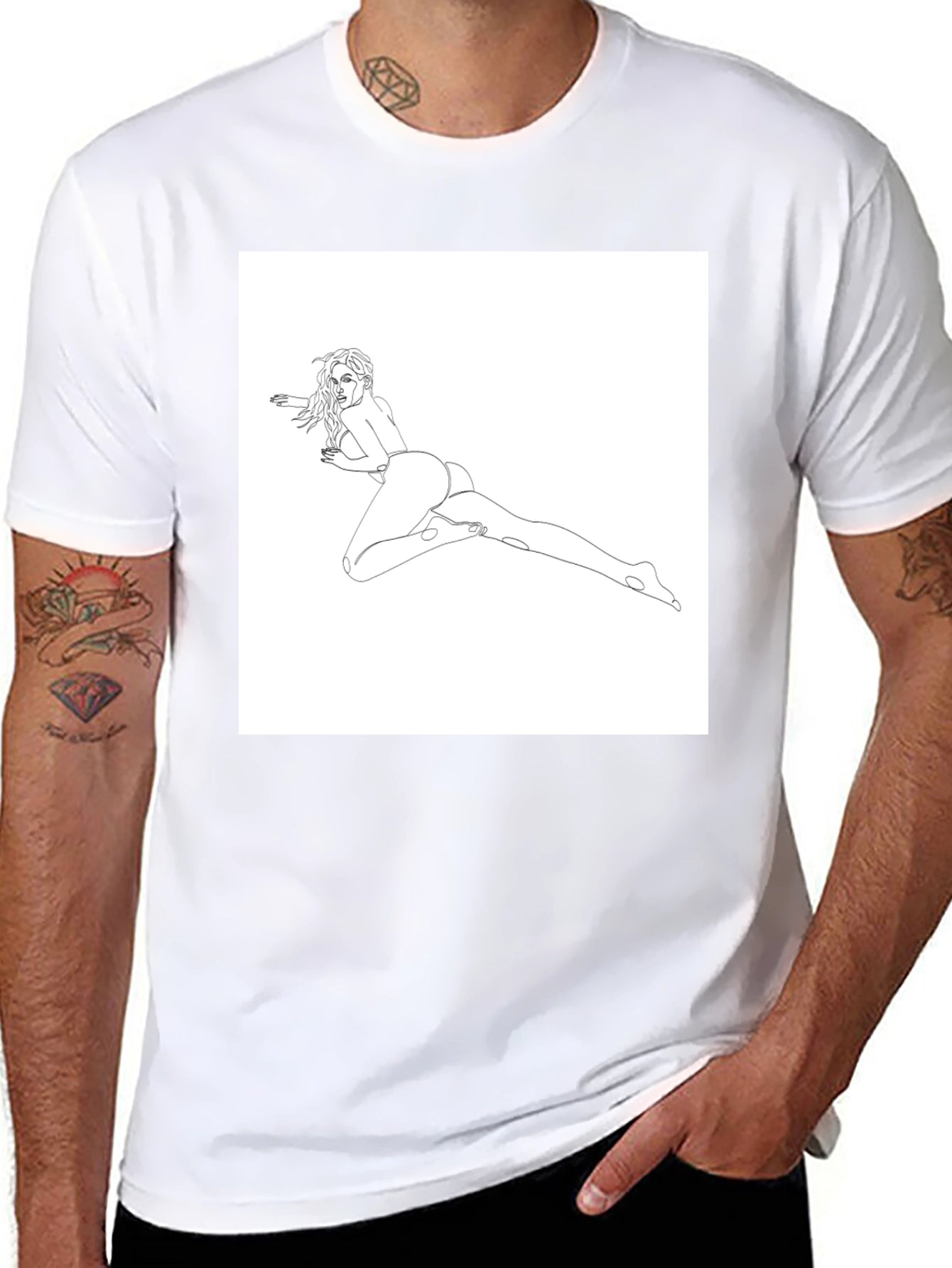 Line Art Womans T-Shirt - Black