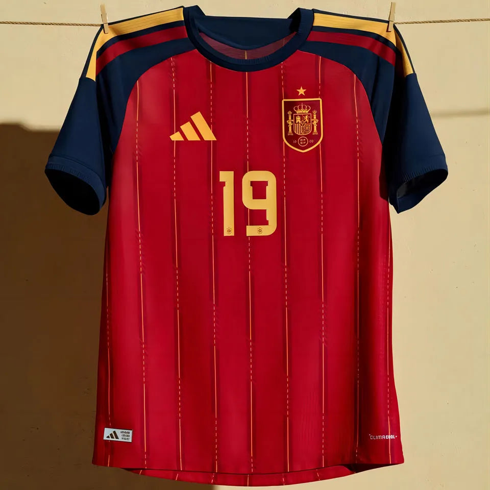 2026/27 Spain 1:1 Quality Home Red Fans Soccer Jersey (Have Right Patch 有右臂章 白底金字） Detail 4