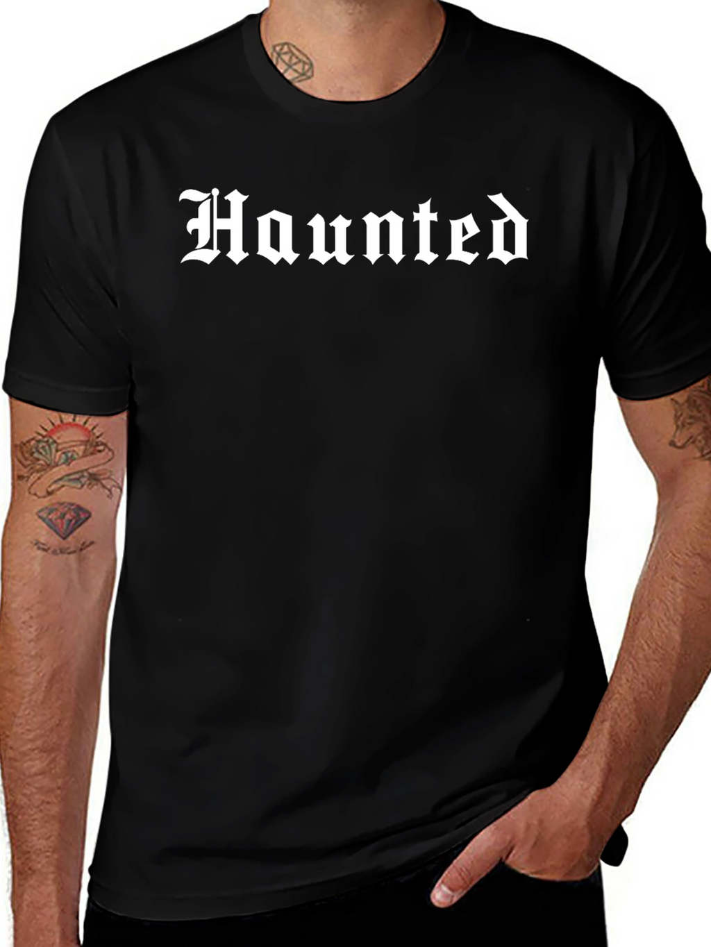 Haunted Graphic Tee - Black Cotton T-Shirt