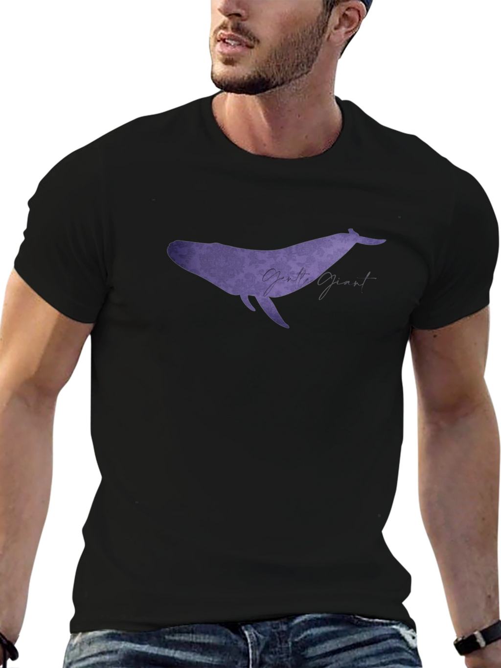 Gentle Giant Whale Graphic Black T-Shirt