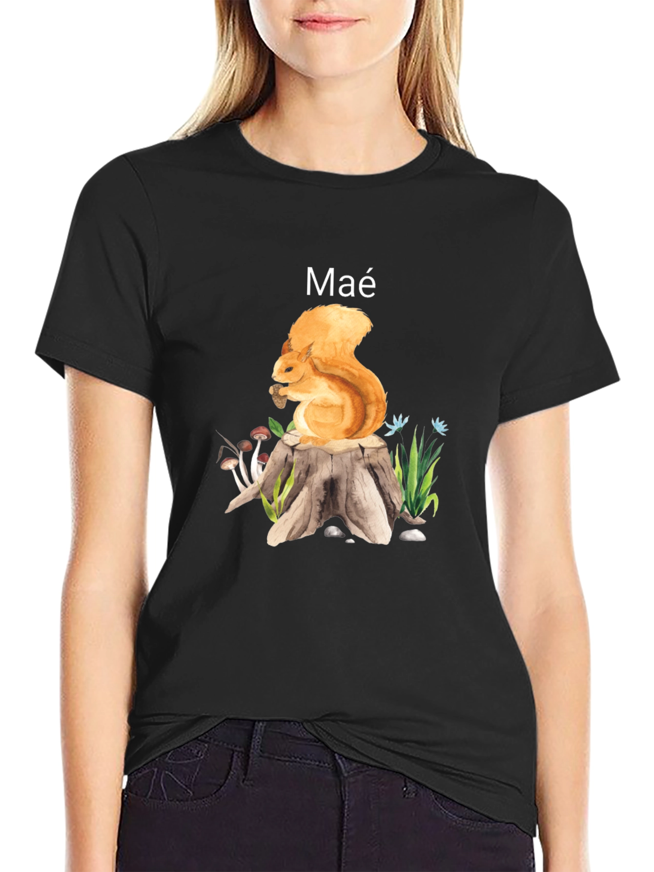 Squirrel Tree Stump Graphic Tee