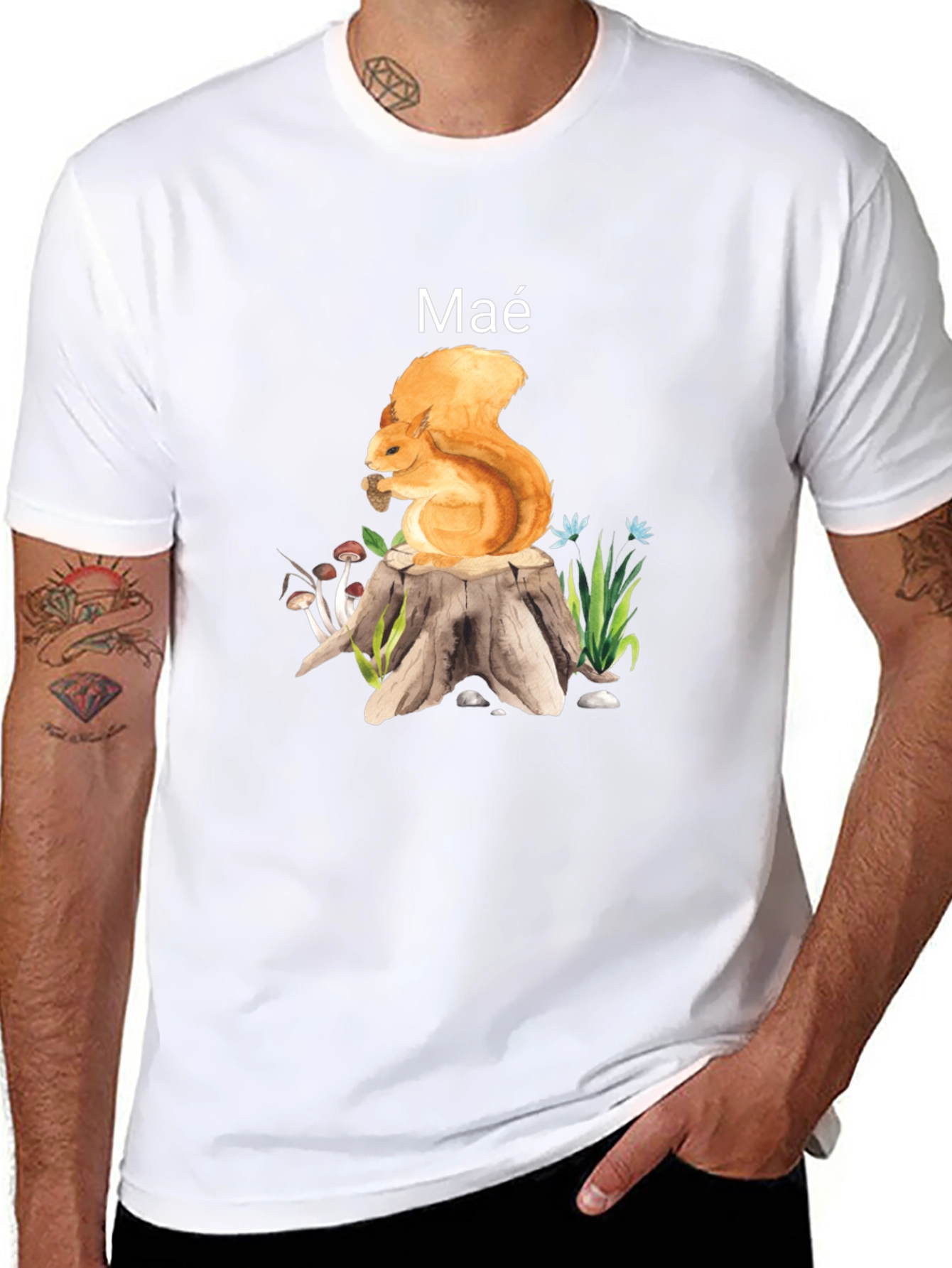 Squirrel Tree Stump Graphic Tee
