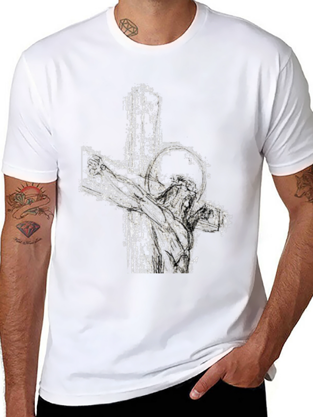 Abstract Cross Graphic Tee - Black