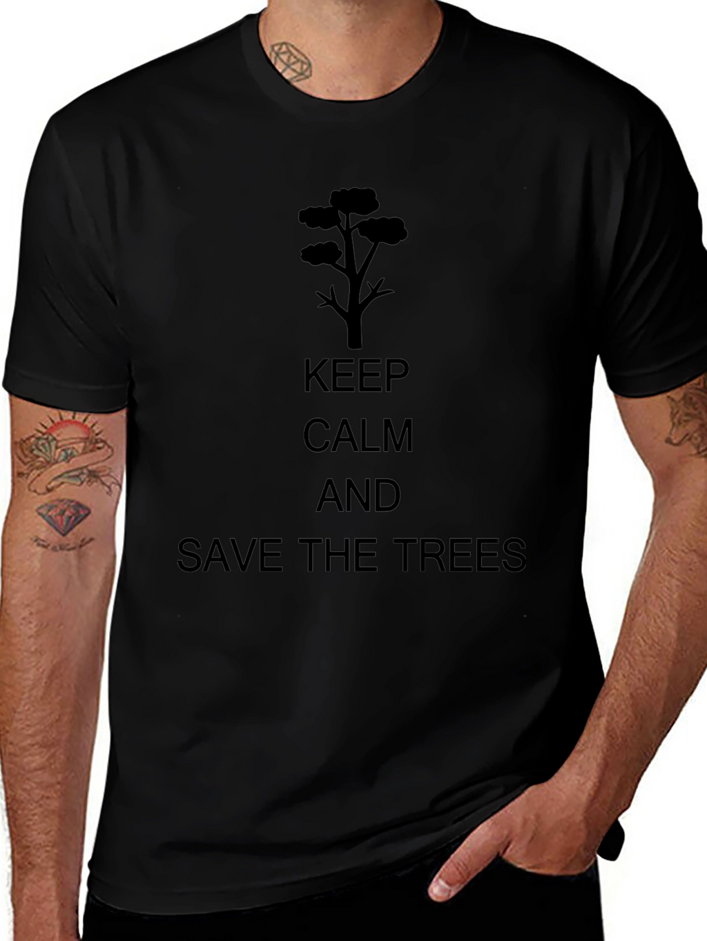 Keep Calm and Save the Trees Black T-Shirt