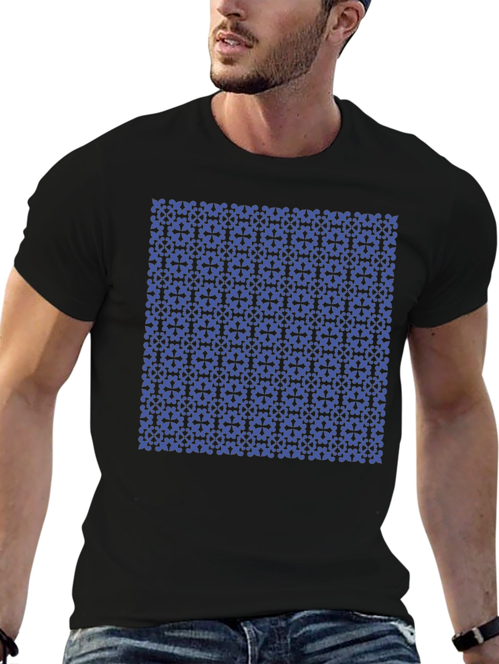 Patterned Black T-Shirt