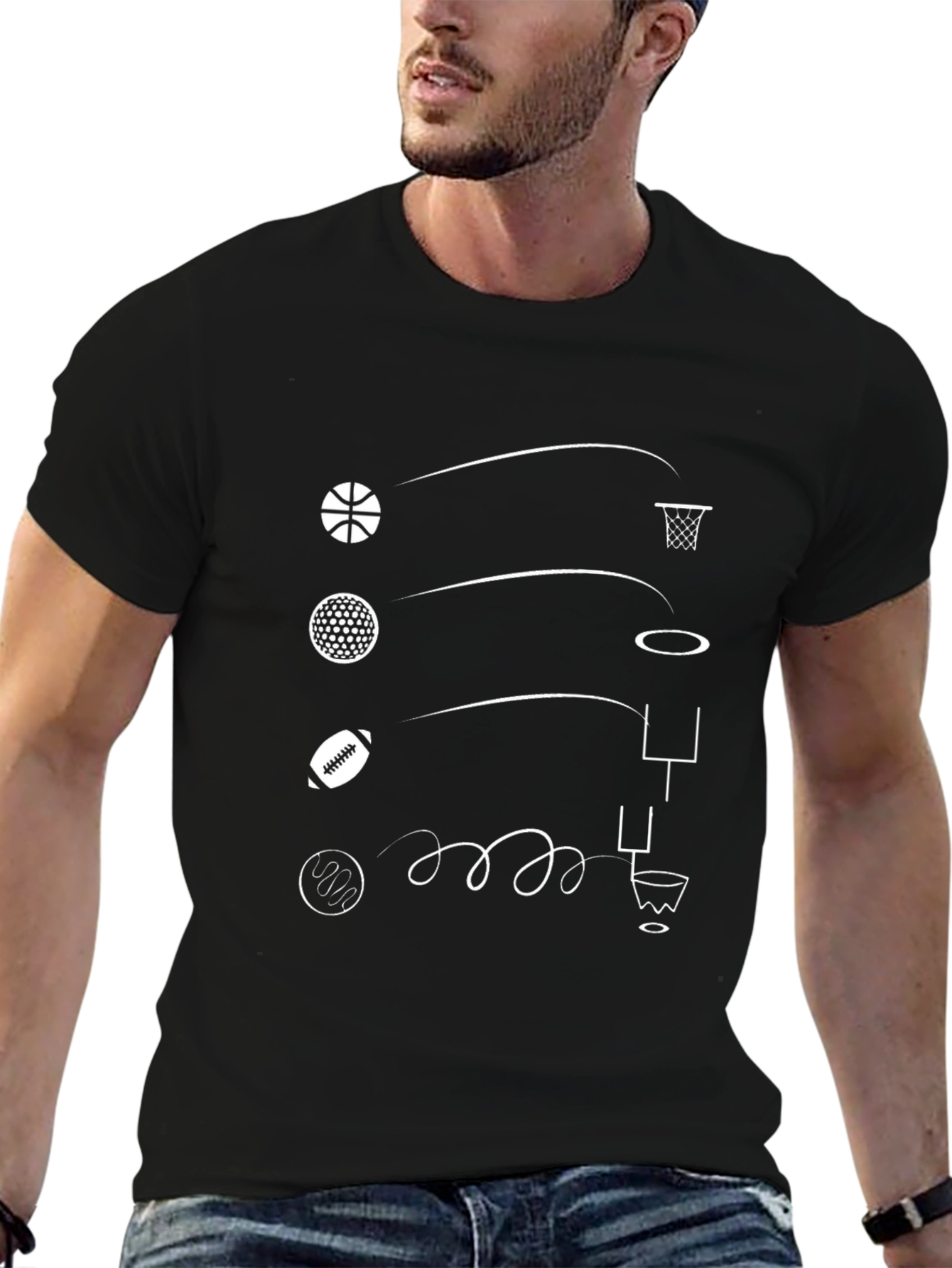 Sports Trajectory Tee - Black Graphic T-Shirt