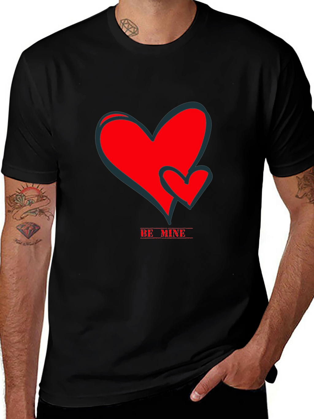 Be Mine Heart Valentines Day Graphic Tee