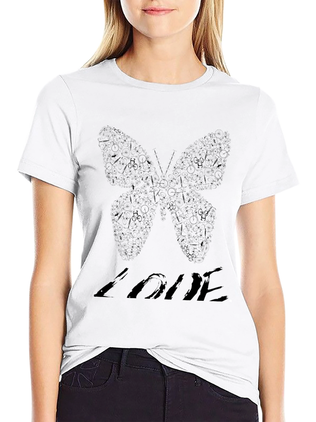 Butterfly Love Graphic Black Tee Shirt