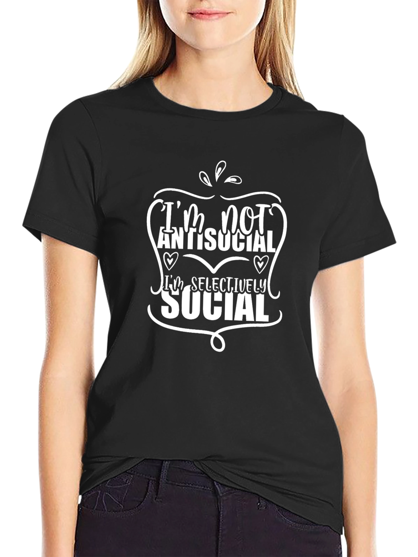 Im Not Antisocial Mens Black Graphic Tee