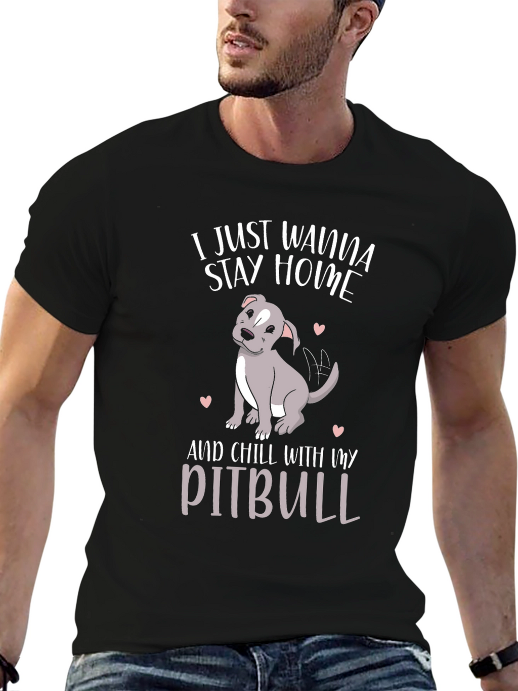 Stay Home Pitbull T-Shirt - Casual Cotton Tee
