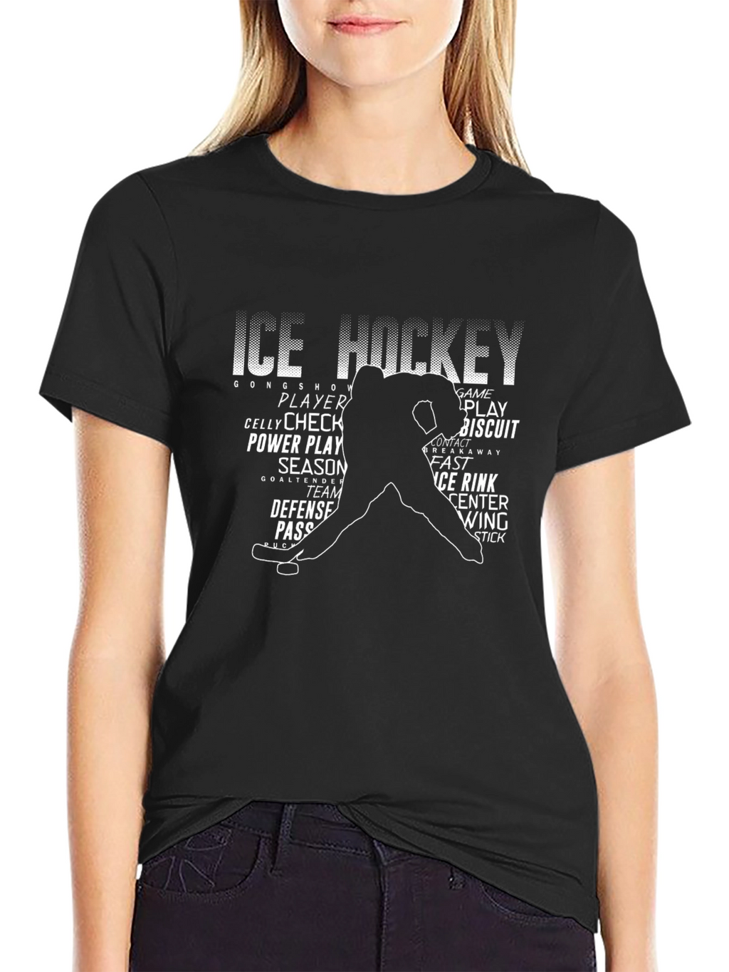 Ice Hockey Word Art Graphic T-Shirt