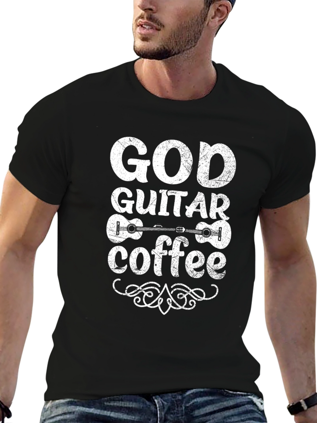 God Guitar Coffee T-Shirt - Black