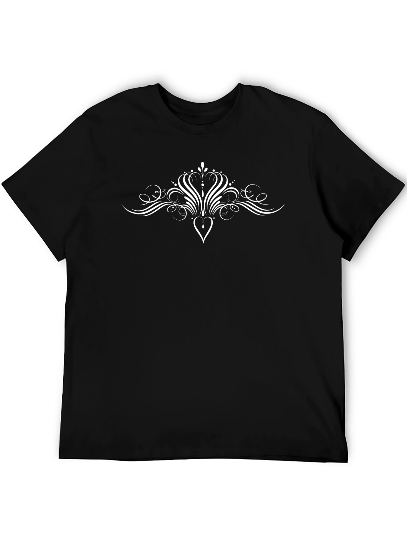 Elegant Heart Scrollwork Black T-Shirt